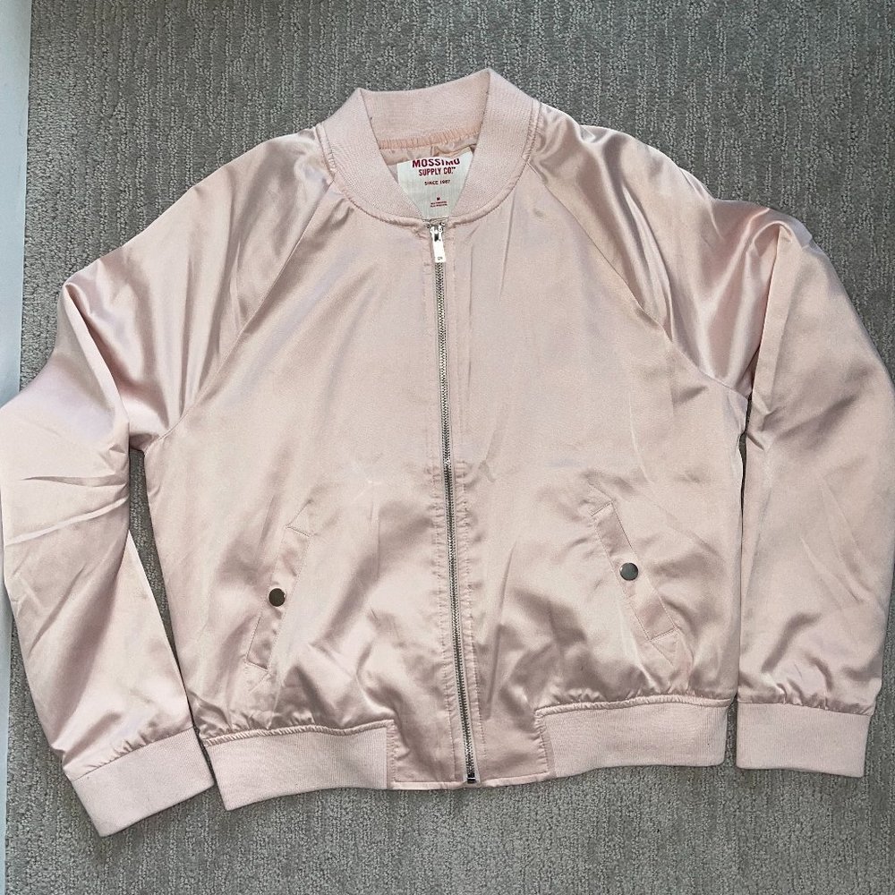 Mossimo Blush Pink Satin Bomber Jacket - Size Medium